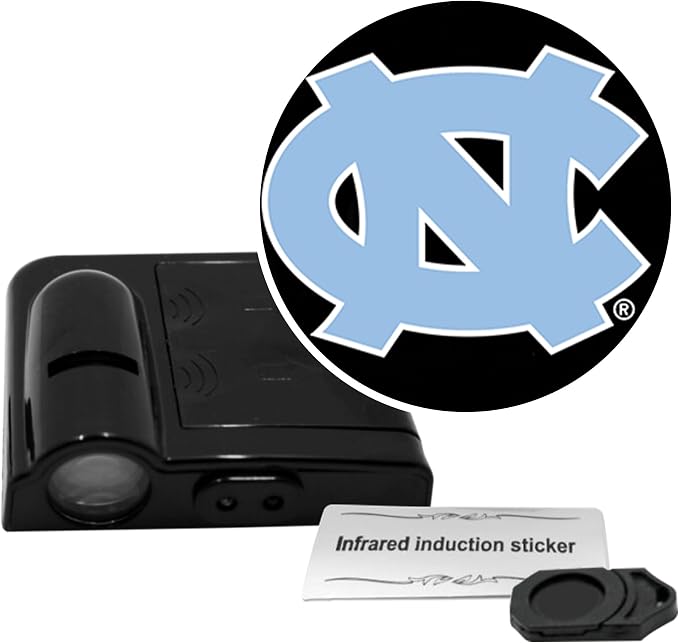Sporticulture American Football UNC Tar Heels Car Door Lights Logo Shadow Display - Officially Licensed NCAA Car Accessories - Show Your Team Pride - Battery Powered, Universal Fit