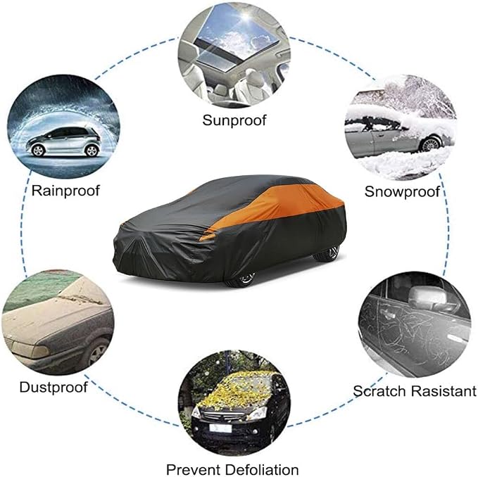 GUNHYI Car Cover for Coupe Sport Sedan Waterproof All Weather, Suitable for Hyundai Accent, Audi TT, Porsche 718/Boxster/Cayman, Nissan Versa/240SX, Subaru BRZ, BMW Z4, Mazda RX-8 etc.