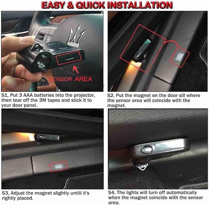 2Pcs Car Door Lights Projector Ghost Shadow Lights, Laser Welcome Lamp Light Compatible with Chevy Silverado 1500 GMC Sierra 1500 Ram 1500