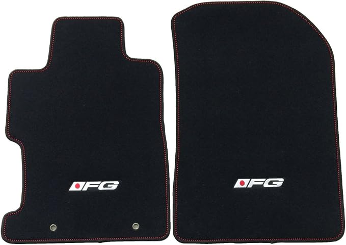 Fit 2006-2011 Honda Civic Floor Mat Black with FG Logo & Red Stitching | IKON MOTORSPORTS, Factory Fitment Front & Rear Nylon 3PC Car Floor Carpets Carpet liner 2007 2008 2009 2010