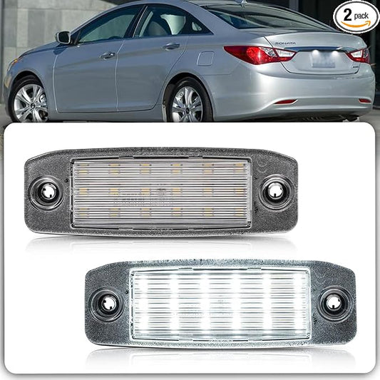 nsautolighting Elan'tra Led License Plate Light for 2007-2023+ Hyundai Kona N Elan'tra Tucson Sonata Kia Sport'age Sorento 6500K Xenon White Error Free Led Rear Tag Number Plate Lamps OEM 92501-J9000