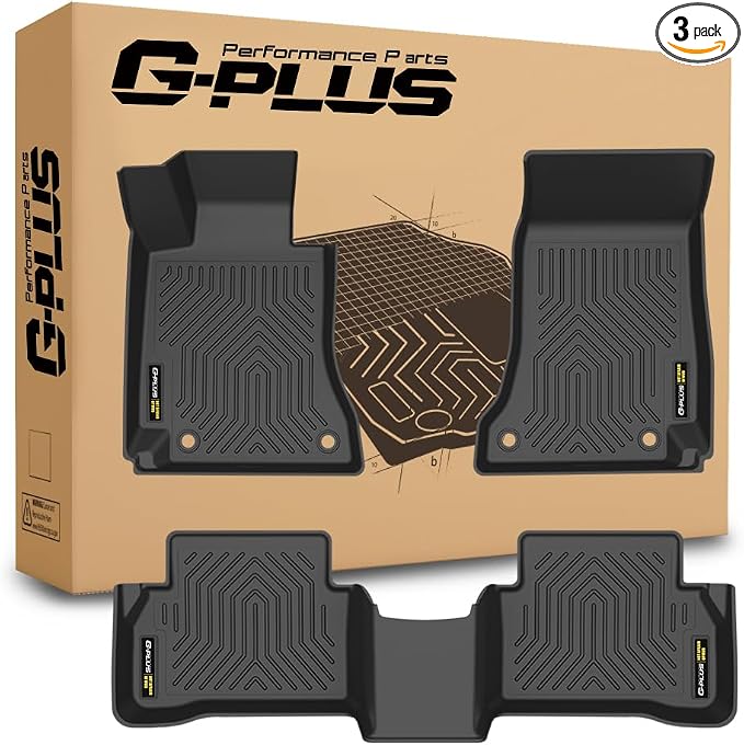 G-PLUS TPE Floor Mats Compatible with Benz C-Class Sedan 2015-2021 | Not Fit Coupe Or Cabriolet,All Weather Protection,Non-Slip,Custom Fit Floor Liner,TPE Full Coverage,1st & 2nd Row,Black,3PCS