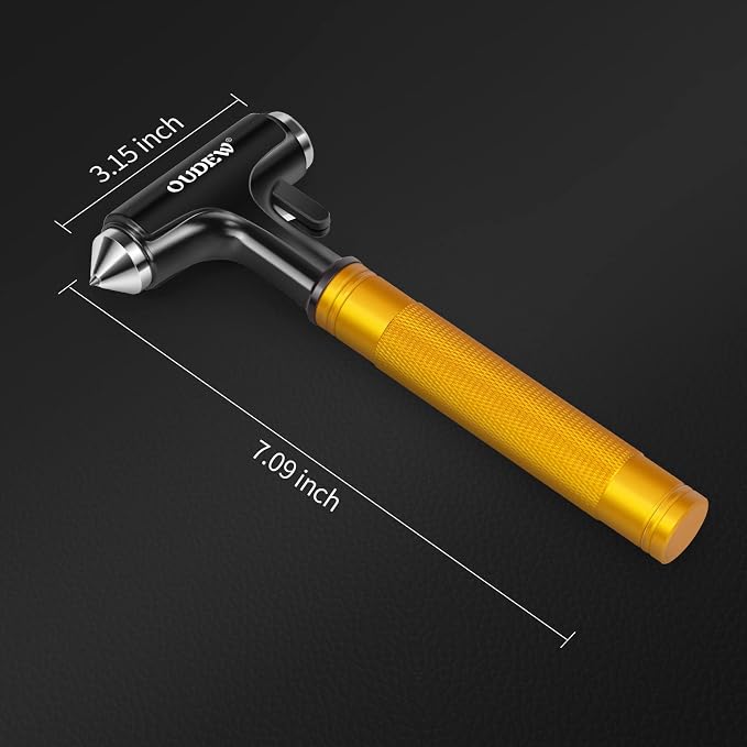 Car Safety Hammer, Car Glass Breaker with Seat Belt Cutter, Automotive Escape Tool, Metal Window Breaker, Emergecy Safety Hammer for Accidents (Gold)