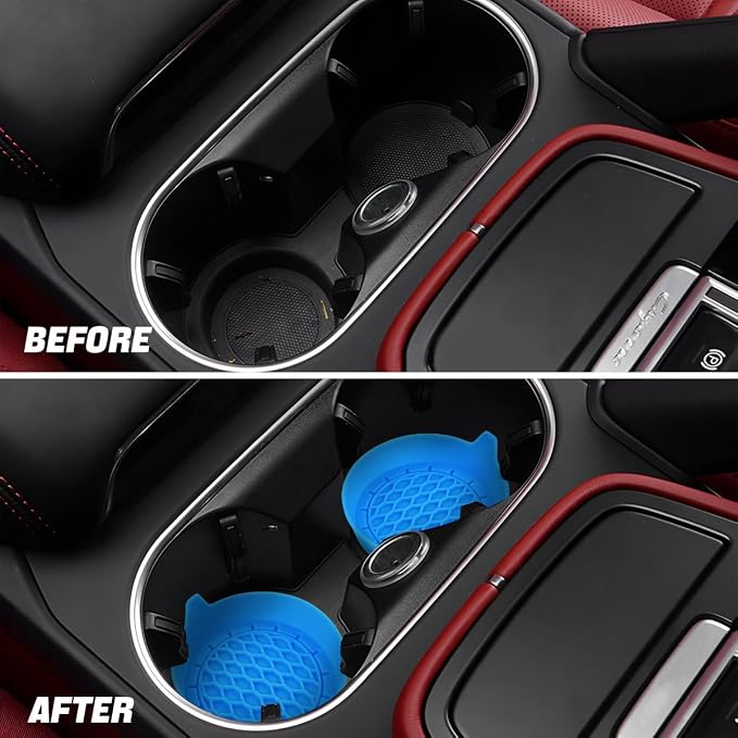 Zpana 4PCS Car Cup Holder Coasters, Silicone Non-Slip Vehicle Cup Recessed Mats, Sift-Proof Automotive Interior Drink Insert Decor Accessories, Universal for SUV, Sedan, Truck (Sky Blue)