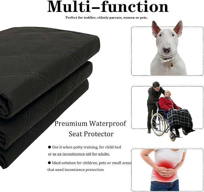 RIQINXIN Washable Incontinence Chair Pads 3pcs Waterproof Seat Protector Pads for Wheelchair Armchair Adults21x22in (Beige)