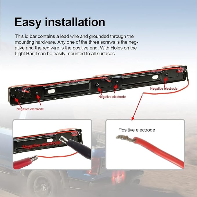 Partsam Amber 12V LED Tow Truck Light Bars, LED Identification Bar Lights Marker Lights, 14.17" Amber ID Bar Marker Lights, Truck Trailer Identification Light Bar for Trailers Over 80" Wide