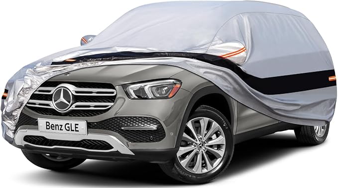 10 Layers SUV Car Cover Custom Fit for Mercedes Benz GLE 350 450 (2015-2024) Waterproof All Weather for Automobiles, Outdoor Full Cover Rain Sun UV Protection.Silver