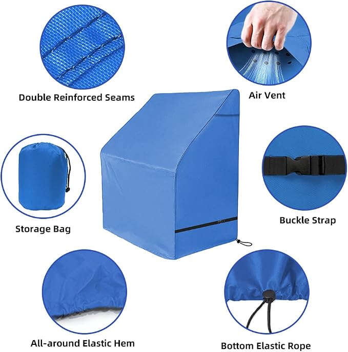 600D Heavy-Duty Boat Center Console Cover, Fade and Tear Resistant Waterproof and UV Protection Trailerable Boat Console Cover with Windproof Strap, Blue(Large Size up to 30"L X 40"W X 44"H)