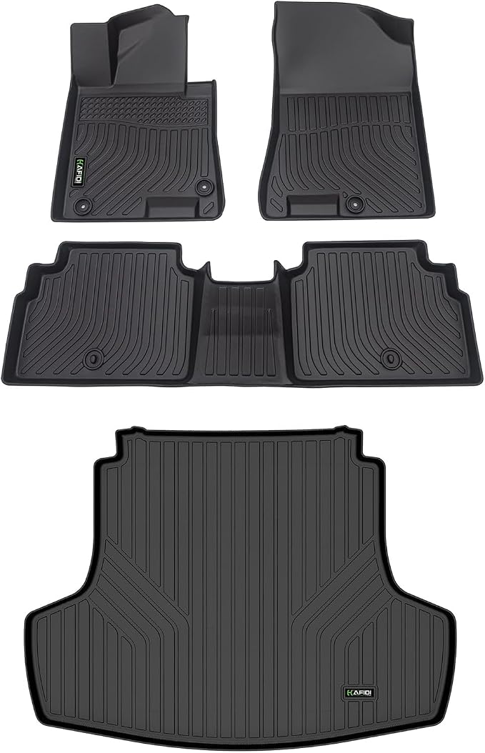 HAFIDI® Floor Mats & Cargo Liner Set Fit for 2021-2026 Kia K5 (Only FWD Models)& 2020-2026 Hyundai Sonata & Sonata Hybrid All Weather TPE Anti-Slip Car Full Set Floor Liners Custom Accessories - Black