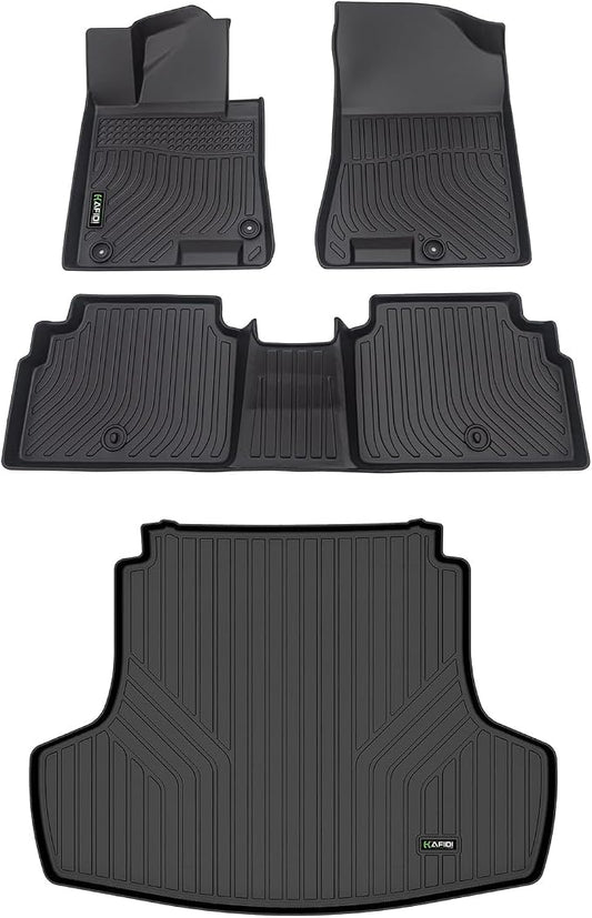 HAFIDI® Floor Mats & Cargo Liner Set Fit for 2021-2026 Kia K5 (Only FWD Models)& 2020-2026 Hyundai Sonata & Sonata Hybrid All Weather TPE Anti-Slip Car Full Set Floor Liners Custom Accessories - Black