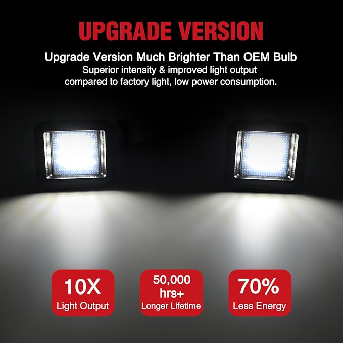 Nilight License Plate Lights Compatible with 2015 2016 2017 2018 2019 2020 Ford F150 Raptor Smoke Lens Black Housing 6000K White 2PCS Pack