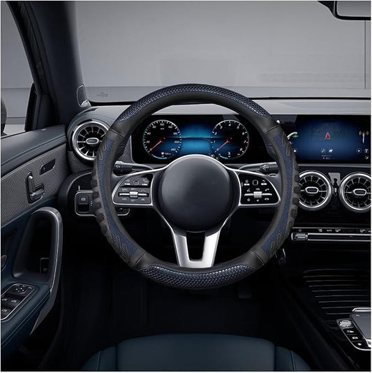 Osilly Car Steering Wheel Cover, Anti-Slip Leather Breathable Comfortable Automotive Steering Wheel Cover Protector Decoration for Men and Women, 15 Inch Universal for SUV, Truck, RV（Blue）