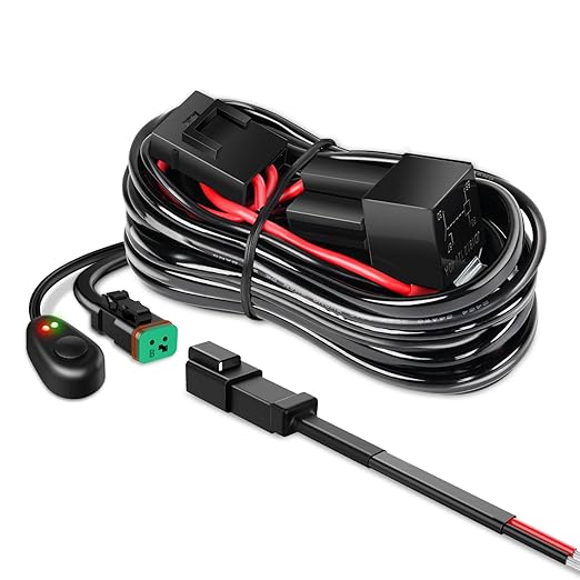 Nilight 10018W 14AWG DT Connector Wiring Harness Kit Bar 12V On Off Switch Power Relay Blade Fuse for Off Road LED Work Light-ONE Lead