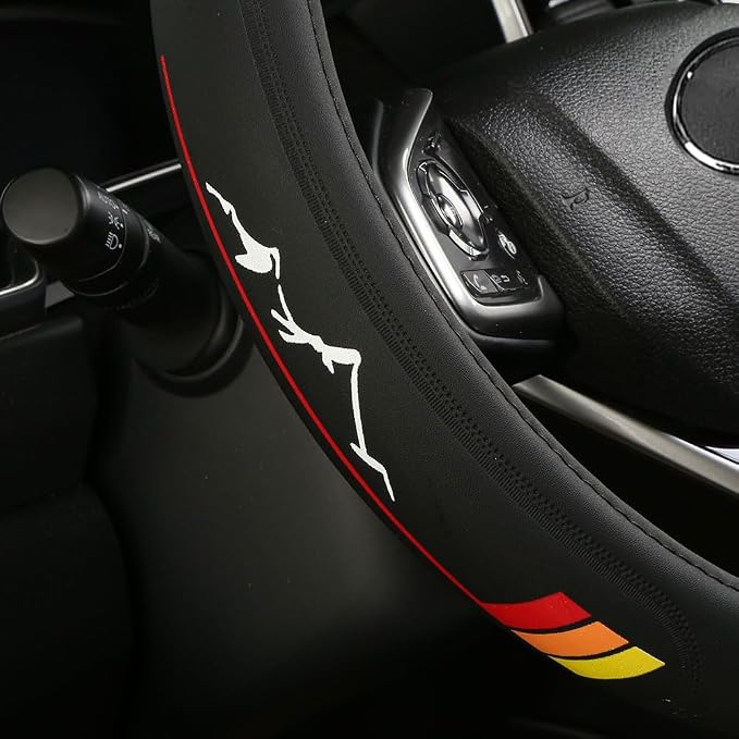 Premium Leather Steering Wheel Cover Compatible with Toyota Rav4 Camry Corolla,Non-Slip, Breathable 14.5-15inch