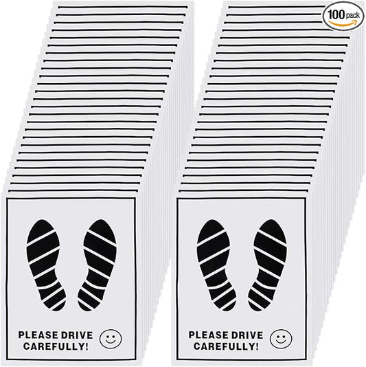 100 Pcs Paper Car Floor Mats - 20"x16" Disposable Auto Floor Pads with Footprint Words | Bulk White Kraft Paper Mats for Car Detailing Supplies, Dealerships & Vehicle Protection