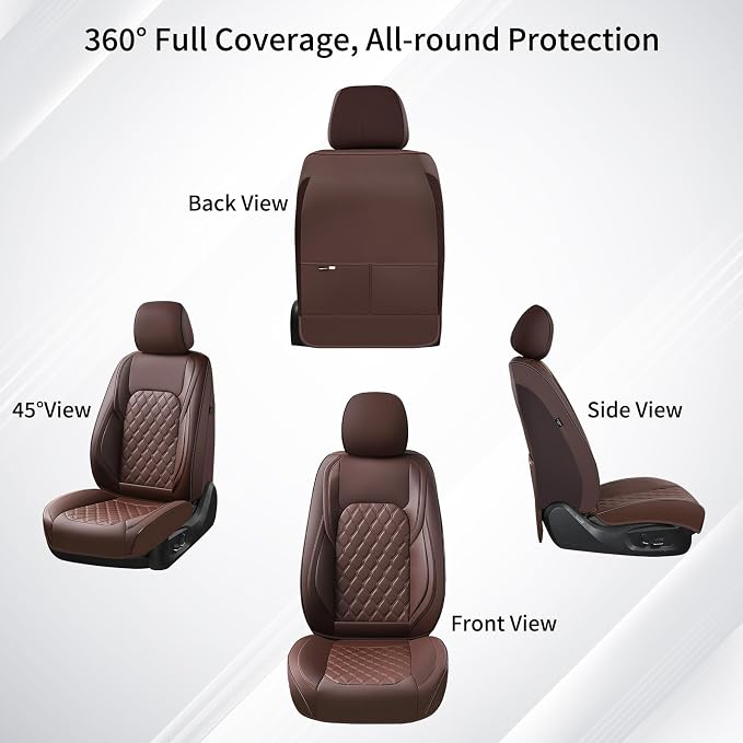 Huidasource Fit for Coffee Chevy Silverado/GMC Sierra Front Seat Covers, Thickened Perforated Nappa Leather Front Truck Seat Covers 2007-2026 1500, 2015-2026 2500HD 3500HD Crew Double Extended Cab