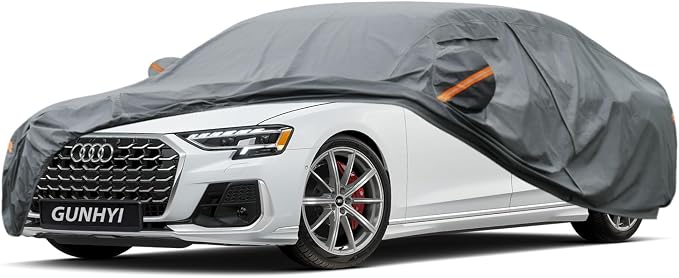 GUNHYI Premium Car Cover Custom Fit Audi A8/S8, 16 Layers Heavy Duty Car Cover Waterproof All Weather with Zipper Door for Sun Rain Snow Dust Uv Protection