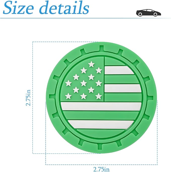 AUCELI 2 Pack Car Cup Holder Coasters, Colored American Flag US Flag Insert Car Cup Coaster, 2.75 Inch Anti Slip Shockproof Embedded Drink Mat, Vehicle Interior Decor Accessories