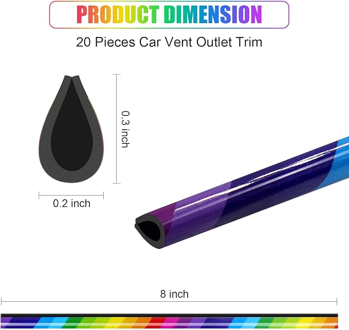 20 Pieces Universal Car Air Conditioner Vent Trim Decoration Strip Accessories, Waterproof Flexible Shiny Auto Car Interior Accessories for All Air Vent Outlet