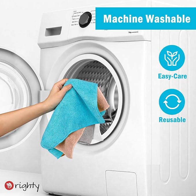 Orighty Microfiber Cleaning Cloth, Cleaning Rags, 12 Pack, 12x11 in, Blue | Microfiber Towels for Cars, Soft Highly Absorbent Rag, Lint Free Cloths for Car Care, House, Kitchen
