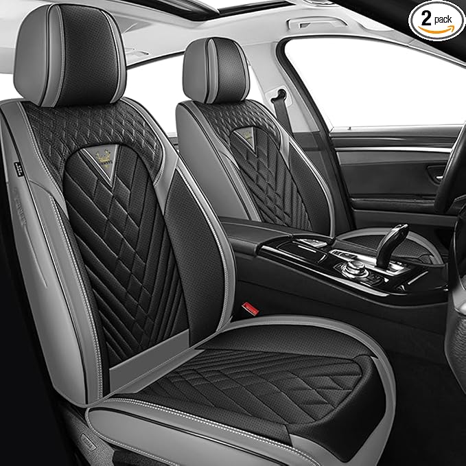 Fit for Toyota Avalon Seat Covers 2001-2026,Premium Leather, 360° Full Protection, Thick Padding & Memory Foam, Waterproof & Stain-Resistant Car Seat Cover Front Set (2 Seat,Gray&Black)