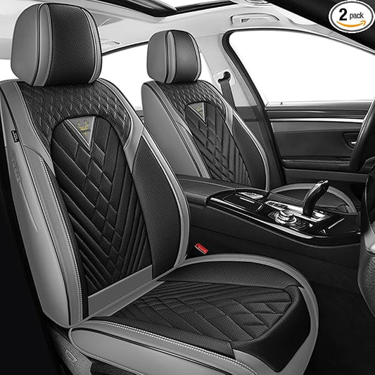 Fit for Toyota Avalon Seat Covers 2001-2026,Premium Leather, 360° Full Protection, Thick Padding & Memory Foam, Waterproof & Stain-Resistant Car Seat Cover Front Set (2 Seat,Gray&Black)
