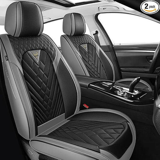 Fit for Toyota RAV4 Seat Covers 2001-2026,Premium Leather, 360° Full Protection, Thick Padding & Memory Foam, Waterproof & Stain-Resistant Car Seat Cover Front Set (2 Seat,Gray&Black)