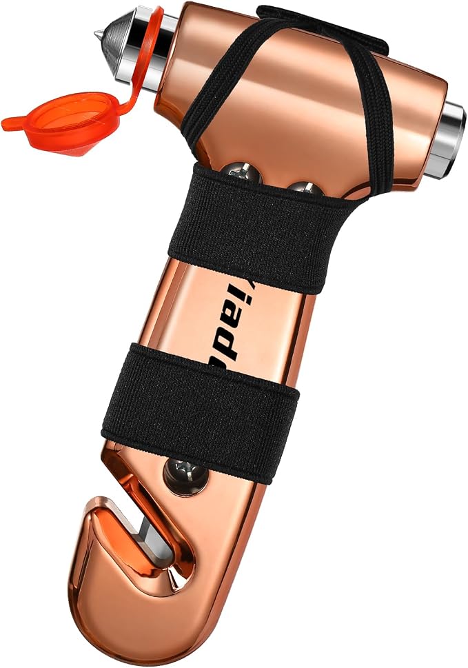 Window Breaker, 3-in-1 Emergency Escape Tool with seat Belt Cutter and Glass Breaker, Safety Emergency Car Escape Tool for Car, Electroplating Pink+Gold