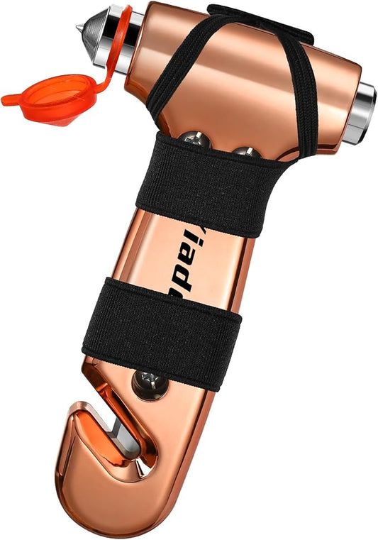 Window Breaker Seatbelt Cutter, 3-in-1 Emergency Escape Tool with Car Safety Hammer, Safety Emergency Car Escape Tool for Car, Electroplated Gold