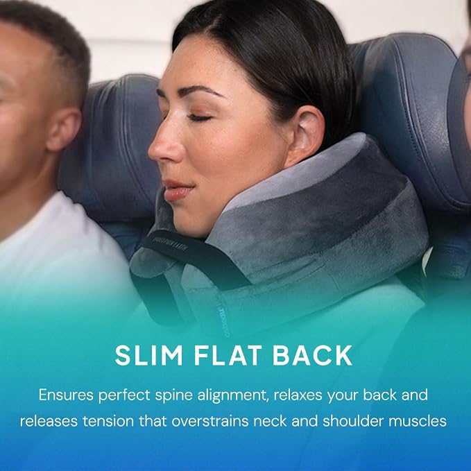 Cabeau Softest Neck Pillow Ever for Travel – Evolution Earth Deluxe – 360° Head, Neck and Chin Support for Sleeping – Sustainable Memory Foam - Buttery Soft Fabric with Compact Carrying Case (Water)