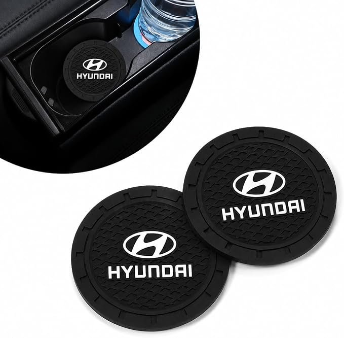 2PCS Car Cup Holder Coasters,Car Coasters for Cup Holder Car Cup Holder Insert Mat Works with Hyundai Santa Fe Palisade Kona Elantra,Car Cup Holder Accessory,Silicone Non-Slip