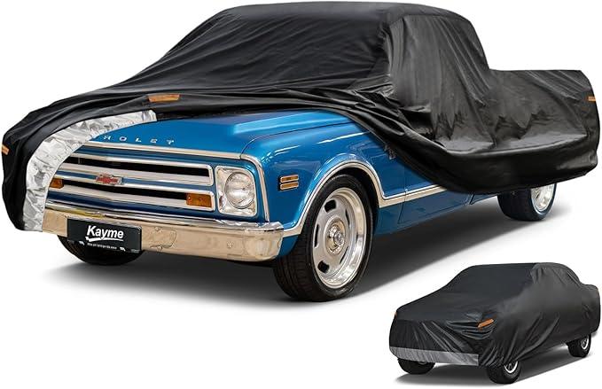 Kayme Truck Cover Waterproof All Weather, Universal Fit Most Regular Cab Short Bed Chevy C10 S10 Ford F100 etc. Heavy Duty Outdoor Pickup Cover Sun Uv Rain Protection.(Length Up to 206 inch)