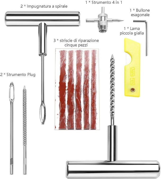 22pcs Tire Repair Kits, Heavy Tire Repair Tools and Tire Repair Kits for Car, Motorcycle, Truck, ATV, Tractor, Camper, SUV