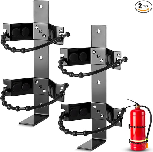RattanView 2 Pcs Fire Extinguisher Mount Bracket Adjustable, Supports up to 10 lb, Heavy-Duty and Easy Installation, Ideal for Home, Truck, RV, Boat, Commercial Use, Secure and Durable Holder