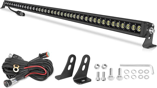 OFFROADTOWN 40 Inch 400W LED Light Bar Single Row Off Road Driving Lights Spot Bumper Roof Bars Slim LED Work Light with Wiring Harness for Truck Pickup UTV SUV Toyota RZR