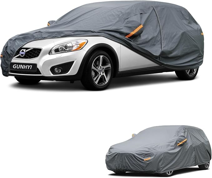 GUNHYI Premium Car Cover Custom Fit Volvo C30, 16 Layers Heavy Duty Car Cover Waterproof All Weather with Zipper Door for Sun Rain Snow Dust Uv Protection