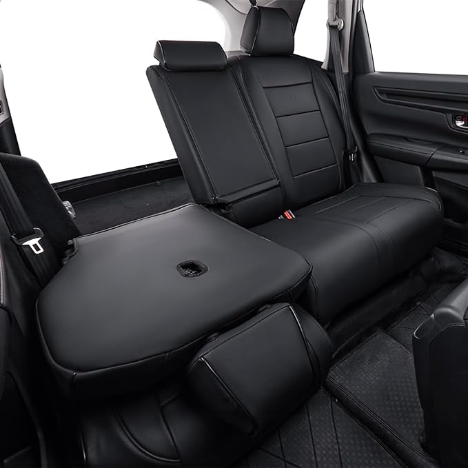EKR Car Seat Covers for Honda CRV 2023-2026 Leatherette Full Set | Custom Fit for Honda CRV 2023 2024 2025 2026 Easy-Wipe Protection,Faux Leather(Black)