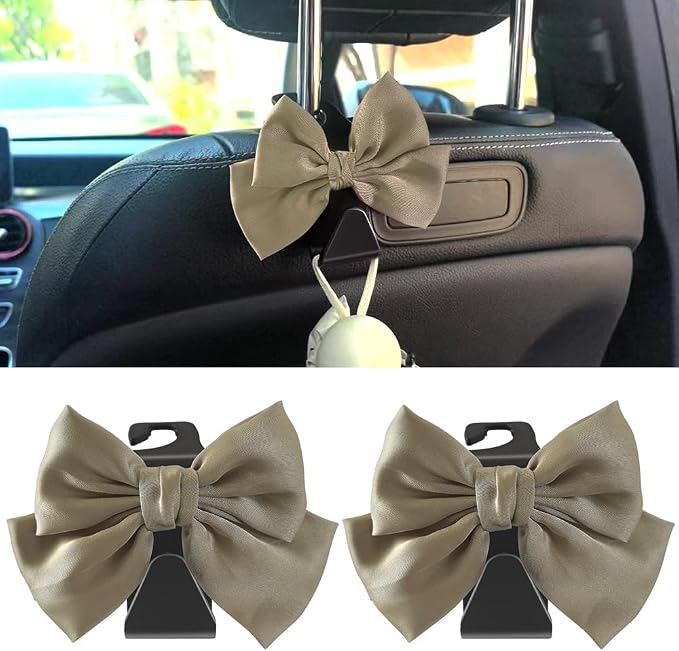 2-Pack Car Seat Headrest Hooks, Handbag Hangers, Grass green | Storage organizer for handbags, clothes, coats and grocery bags; practical interior accessory for most cars and SUVs