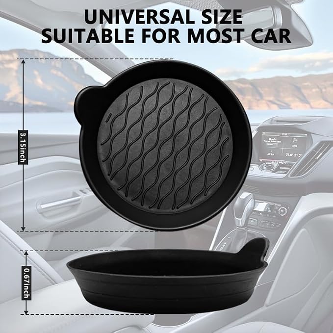 DandyChic Car Cup Holder Coaster, Cup Holder Lined with Anti Slip Silicone Coaster, Car Universal Interior Accessories, 4-Pack，Black