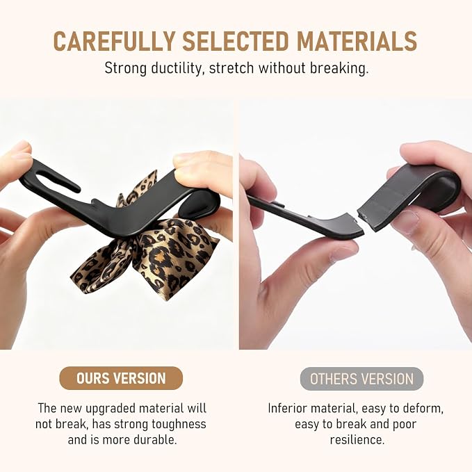 Bow Car Hooks for Purses and Bags, 2 Pack Cute Car Purse Hook, Universal Car Seat Headrest Hooks Bag Holder, Bow Car Accessories, Automotive Purse Hook Hanger Interior Decoration Accessories (Leopard)