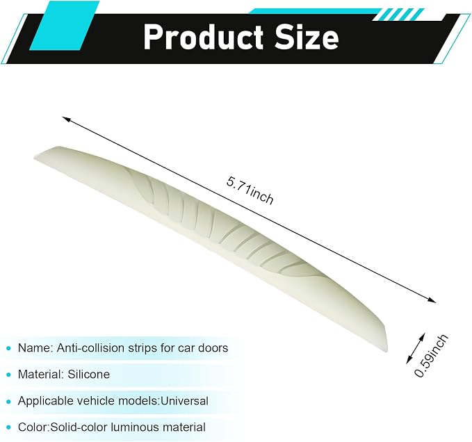 6 PCS Luminous Car Door Edge Guard Strips, Anti-Scratch Car Bumper Bumper Protectors, Anti-Collision Side Door Edge Guards, Universal for Most Cars, Sedans, Truck, SUVs (White)