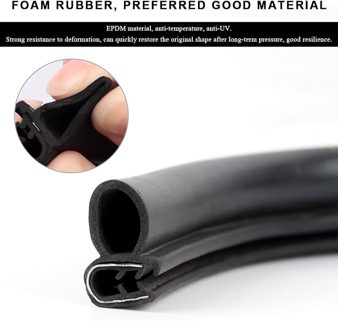 4PCS Car Door Edge Guards, Rubber Sealing Sealed Strip Auto Door Buffer Protector with Side Bulb, Automotive Weather Stripping Edge Trim Seal Strips for Car Truck Boat Camper