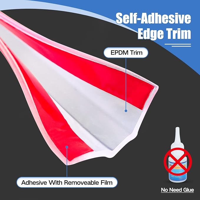Clear Rubber Edge Trim, Self-Adhesive Silicone Edge Trim, Edge Protector for Sheet Metal, Glasses or Flexi Glasses, Silicone Rubber Material, Transparent Color, Fit 1/4"(6mm), 10Ft