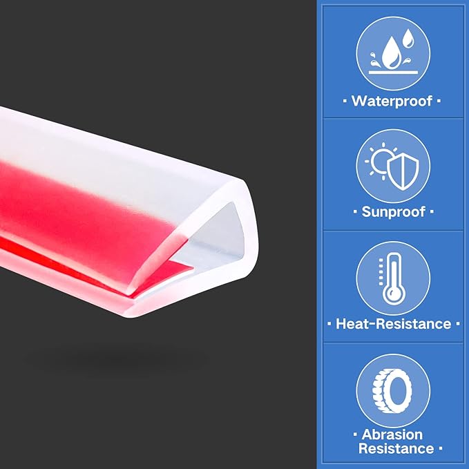 Clear Rubber Edge Trim, Self-Adhesive Silicone Edge Trim, Edge Protector for Sheet Metal, Glasses or Flexi Glasses, Silicone Rubber Material, Transparent Color, Fit 1/4"(6mm), 10Ft