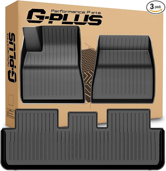 G-PLUS TPE Floor Mats Fit for Tesla Model 3 Highland 2024 2025 | All Weather Protection,Non-Slip,Custom Fit Model 3 Highland Floor Liner,TPE Full Coverage,1st & 2nd Row,Black,3PCS