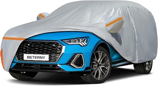 Car Cover for 2012-2026 Audi Q3/RS Q3, Waterproof Custom-fit All Weather Sun Rain UV Dust Snow Protection Outdoor Q3 Full Car Cover with Door Zipper and Cotton Lining-Gray