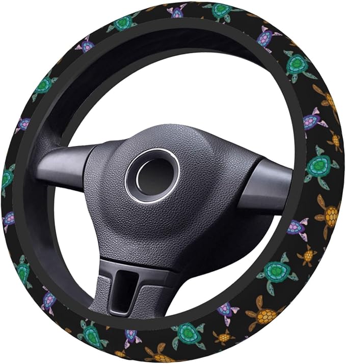 sea Turtle Neoprene Steering Wheel Cover for Men Women Anti-Slip Elastic Steering Wheel Protective Cover 15in Universal Car Accessories Fit Cars, SUVs, Auto