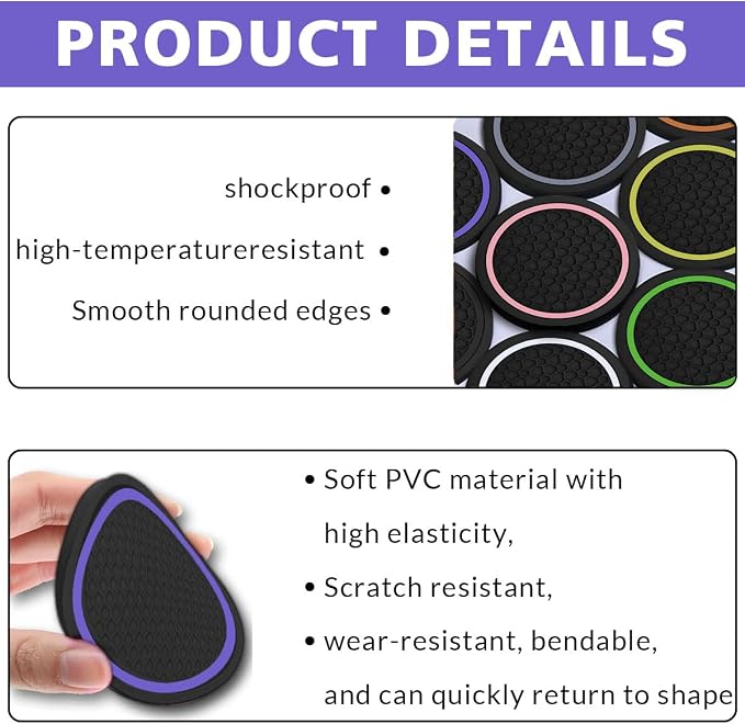 4PCS Car Cup Holder Coasters, Dustproof Automotive Interior Accessories Mat,2.75 Inch Non-Slip Insert Water Bottle Holder Pads, Universal for Vehicles, Trucks, RVs and More (Purple)