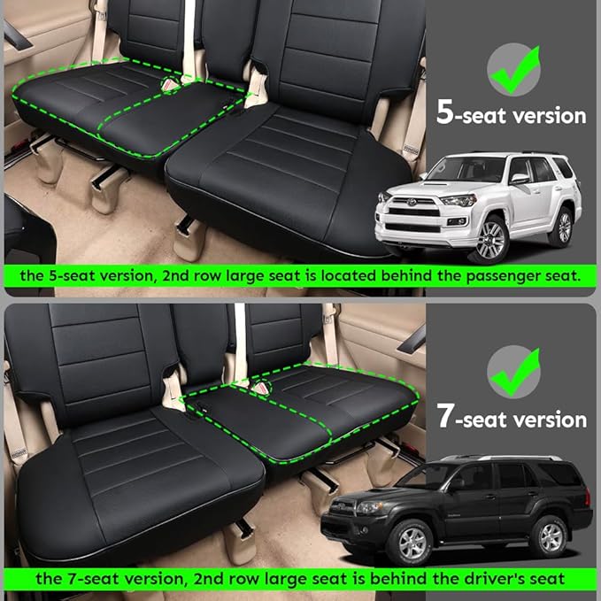 EKR Car Seat Covers Custom Fit for Toyota 4Runner(5 Seats) Full Set | for Toyota 4 Runner 2010-2024 Seat Covers for SUV,Full Wrap,Airbag Compatible,Waterproof Pet-resistant,Faux Leather(Beige)