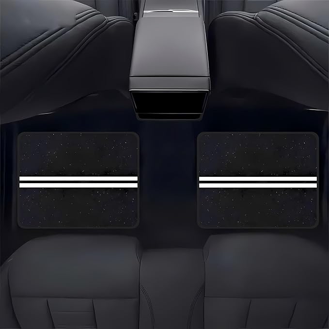 Universal Fit Car Floor Mats Set of 4Pcs, Black Background with White Stripes All-Weather Front Rear Car Carpet Mats, Non-Slip Car Floor Mat Car Accessories for Automotive Trucks SUV Sedans Vans